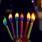 Свещички с цветен пламък "Happy Birthday' /12 броя с поставки/
