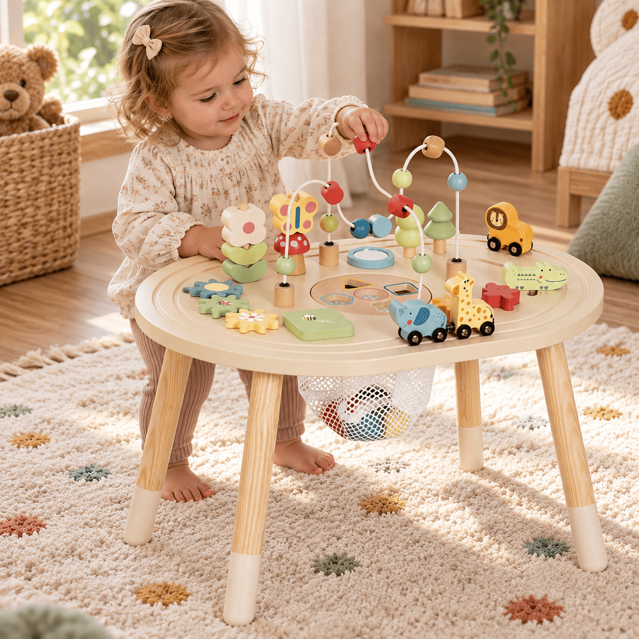 Дървена активна маса Tooky Toy Сафари с игри и лабиринт - Image 3
