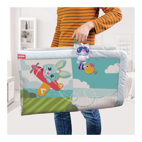 Какво представлява WINFUN Бебешки игрален килим Snuggle Pals? Този изключително голям игрален килим (143 х 88 см) е специално проектиран, за да съпровожда вашето бебе през първите месеци и години на неговото развитие. От времето по гръб и корем до първите седящи и пълзящи моменти, килимът предлага удобство, забавление и сигурност. Основни характеристики: Три различни начина за игра: По гръб: Родителите могат да се присъединят към бебето и да играят заедно. По корем: Мекото килимче включва огледало със стойка, което стимулира любопитството и удължава времето на корема. Седяща и пълзяща игра: Голямата площ осигурява безопасна зона за движение. Разнообразни активни предмети: Плюшен горски приятел с щипка за закачане. Огледало за визуална стимулация. Ярки и цветни шарки с животни, които задържат вниманието. Защо вашето дете ще го обикне? Мека и комфортна повърхност: Идеална за чувствителната кожа на бебето, килимът осигурява удобство по време на игра. Стимулиране на сетивата: Ярките цветове, различните текстури и огледалото развиват зрението, тактилното усещане и любопитството. Безопасна зона за игра: Изработен от висококачествени материали, които са напълно безопасни за бебета. Идеален за родителите: Големият размер позволява и на родителите да се присъединят към играта, укрепвайки връзката с бебето. Технически данни: Марка: WinFun Модел номер: 710015 Баркод: 4895038549098 Размер: 143 х 88 см Тегло на кашон: 7.72 кг Номенклатурен номер: 1011350 Подходяща възраст: От 0+ месеца Пол: За момчета и момичета Предимства на WINFUN Бебешки игрален килим Snuggle Pals: Подпомага развитието на бебето: Насърчава времето по корем и укрепва мускулатурата. Развива зрителното и тактилното усещане чрез огледалото и текстурите. Задържа вниманието: Интерактивните елементи стимулират любопитството и развиват координацията ръка-око. Удобство и безопасност: Голямата площ предлага достатъчно пространство за безопасно движение и игра. Подходящ за всички етапи: Перфектен за новородени, за бебета, които се учат да сядат, и за пълзящи малчугани. Как да поръчате? 🛒 Поръчайте сега и осигурете на вашето бебе идеалното място за игра и развитие: 🌐 shopmamabebe.eu 📞 Телефон за връзка: 0896944003 📌 Последвайте ни за още страхотни предложения: Mama & Baby Store Отзиви от клиенти ⭐⭐⭐⭐⭐ Иванка Димитрова: "Това е най-доброто килимче, което съм купувала! Бебето ми обожава времето по корем." Георги Петров: "Голям размер, много удобен и с интересни активности за малките. Препоръчвам!" Мария Иванова: "Плюшените играчки и огледалото са хит! Бебето ми се забавлява с часове." WINFUN игрален килим Snuggle Pals, бебешки игрален килим, килим за бебета, меко килимче за игра, активен килим за новородени, голям игрален килим за бебета, WinFun бебешки аксесоари. 👉 Подарете на вашето бебе идеалното място за развитие и забавление – поръчайте WINFUN Бебешки игрален килим Snuggle Pals сега! ще страхотни играчки от WINFUN! 🎉 Разгледайте нашата селекция от иновативни и забавни играчки WINFUN, създадени с грижа за безопасността и развитието на вашето дете! 🍼✨ 🌟 Открийте разнообразие от продукти: ✅ Музикални и интерактивни играчки. ✅ Играчки за стимулиране на сетивата и координацията. ✅ Перфектни подаръци за деца на различни възрасти. 👉 Вижте всички предложения тук: Играчки WINFUN 📌 Не забравяйте да следите нашия Facebook за нови продукти и промоции: Mama & Baby Store 📞 Телефон за връзка: 0896944003 🎁 Подари радост и смях с играчките WINFUN!