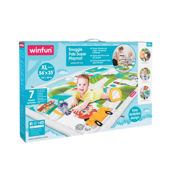 Какво представлява WINFUN Бебешки игрален килим Snuggle Pals? Този изключително голям игрален килим (143 х 88 см) е специално проектиран, за да съпровожда вашето бебе през първите месеци и години на неговото развитие. От времето по гръб и корем до първите седящи и пълзящи моменти, килимът предлага удобство, забавление и сигурност. Основни характеристики: Три различни начина за игра: По гръб: Родителите могат да се присъединят към бебето и да играят заедно. По корем: Мекото килимче включва огледало със стойка, което стимулира любопитството и удължава времето на корема. Седяща и пълзяща игра: Голямата площ осигурява безопасна зона за движение. Разнообразни активни предмети: Плюшен горски приятел с щипка за закачане. Огледало за визуална стимулация. Ярки и цветни шарки с животни, които задържат вниманието. Защо вашето дете ще го обикне? Мека и комфортна повърхност: Идеална за чувствителната кожа на бебето, килимът осигурява удобство по време на игра. Стимулиране на сетивата: Ярките цветове, различните текстури и огледалото развиват зрението, тактилното усещане и любопитството. Безопасна зона за игра: Изработен от висококачествени материали, които са напълно безопасни за бебета. Идеален за родителите: Големият размер позволява и на родителите да се присъединят към играта, укрепвайки връзката с бебето. Технически данни: Марка: WinFun Модел номер: 710015 Баркод: 4895038549098 Размер: 143 х 88 см Тегло на кашон: 7.72 кг Номенклатурен номер: 1011350 Подходяща възраст: От 0+ месеца Пол: За момчета и момичета Предимства на WINFUN Бебешки игрален килим Snuggle Pals: Подпомага развитието на бебето: Насърчава времето по корем и укрепва мускулатурата. Развива зрителното и тактилното усещане чрез огледалото и текстурите. Задържа вниманието: Интерактивните елементи стимулират любопитството и развиват координацията ръка-око. Удобство и безопасност: Голямата площ предлага достатъчно пространство за безопасно движение и игра. Подходящ за всички етапи: Перфектен за новородени, за бебета, които се учат да сядат, и за пълзящи малчугани. Как да поръчате? 🛒 Поръчайте сега и осигурете на вашето бебе идеалното място за игра и развитие: 🌐 shopmamabebe.eu 📞 Телефон за връзка: 0896944003 📌 Последвайте ни за още страхотни предложения: Mama & Baby Store Отзиви от клиенти ⭐⭐⭐⭐⭐ Иванка Димитрова: "Това е най-доброто килимче, което съм купувала! Бебето ми обожава времето по корем." Георги Петров: "Голям размер, много удобен и с интересни активности за малките. Препоръчвам!" Мария Иванова: "Плюшените играчки и огледалото са хит! Бебето ми се забавлява с часове." WINFUN игрален килим Snuggle Pals, бебешки игрален килим, килим за бебета, меко килимче за игра, активен килим за новородени, голям игрален килим за бебета, WinFun бебешки аксесоари. 👉 Подарете на вашето бебе идеалното място за развитие и забавление – поръчайте WINFUN Бебешки игрален килим Snuggle Pals сега! ще страхотни играчки от WINFUN! 🎉 Разгледайте нашата селекция от иновативни и забавни играчки WINFUN, създадени с грижа за безопасността и развитието на вашето дете! 🍼✨ 🌟 Открийте разнообразие от продукти: ✅ Музикални и интерактивни играчки. ✅ Играчки за стимулиране на сетивата и координацията. ✅ Перфектни подаръци за деца на различни възрасти. 👉 Вижте всички предложения тук: Играчки WINFUN 📌 Не забравяйте да следите нашия Facebook за нови продукти и промоции: Mama & Baby Store 📞 Телефон за връзка: 0896944003 🎁 Подари радост и смях с играчките WINFUN!
