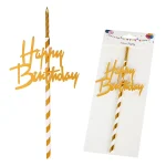 Топер за торта със свещичка Happy Birthday