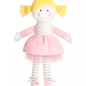 Плюшена бебешка кукла 33 см розова Amek Toys – с-руса-косичка