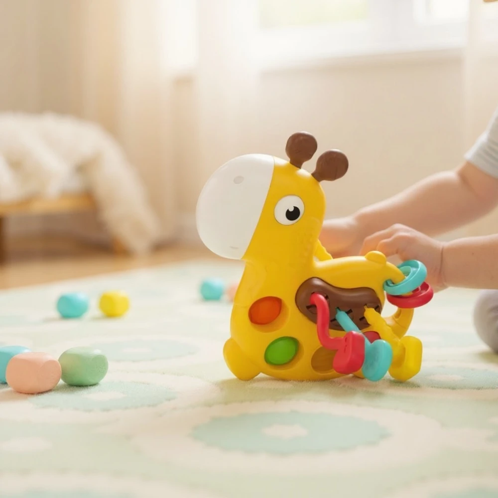 🦒 Сензорна играчка жираф за дърпане Huanger – бебешка играчка за развитие и моторика Сензорна играчка жираф за дърпане Huanger е модерна и функционална бебешка играчка, създадена специално да стимулира развитието на най-малките. Тази бебешка сензорна дрънкалка комбинира цветове, форми и различни активности – дърпане, натискане и хващане, които превръщат играта в истинско учене. Още при първия допир Сензорна играчка жираф за дърпане Huanger привлича вниманието на детето – ярките цветове, меките форми и интересните елементи създават любопитство и желание за игра. Това е прекрасна детска играчка, подходяща за подарък за бебе, изненада за 1 годишно дете или първа образователна играчка. 🎯 Какво означава сензорна играчка и защо е важна Сензор означава, че играчката стимулира сетивата на детето: ✔ зрение – чрез ярки цветове ✔ допир – чрез различни текстури ✔ движение – чрез дърпане и въртене Сензорна играчка жираф за дърпане Huanger има: 👉 въженца за дърпане 👉 pop-it бутони за натискане 👉 елементи за хващане и въртене Това прави играчката изключително полезна за ранното развитие. 🧩 Ползи за детето С тази сензорна бебешка играчка жираф детето: ✔ развива фината моторика ✔ подобрява координацията ✔ учи причинно-следствени връзки ✔ се успокоява чрез игра Играчките не правят децата по-послушни, но им дават пространство да се развиват и да откриват света. 🎁 Защо да купите тази бебешка дрънкалка жираф Ако търсите най-добър подарък за годишно дете или къде да купя детски играчки онлайн, това е сигурен избор. ✔ безопасна и лека ✔ удобна за малки ръчички ✔ ангажира детето дълго време ✔ идеална за вкъщи и навън ⭐ ОТЗИВИ ОТ ДОВОЛНИ КЛИЕНТИ ★★★★★ Мария Т., София, бебе 10 месеца „Сензорна играчка жираф за дърпане Huanger е любима играчка. Детето не я пуска.“ ★★★★★ Елица Г., Пловдив, бебе 1 г. „Много полезна бебешка играчка. Pop-it бутоните са страхотни.“ ★★★★★ Иван К., Варна „Купих като подарък за бебе – много добра изработка и интересна.“ 📊 Технически характеристики Тип: Сензорна играчка жираф за дърпане Huanger Размер: 19 х 17 х 5 см Материал: безопасна пластмаса и силикон Марка: Huanger Модел: 402067 Баркод: 2507283952067 Възраст: 6+ месеца 🛒 Защо да изберете shopmamabebe.eu Онлайн магазин Мама&Бебе предлага богато разнообразие от детски играчки, образователни комплекти и подаръци за всякакви поводи. ✔ подбрани продукти ✔ бърза доставка ✔ доверие от родители 📲 Facebook: https://www.facebook.com/mamaandbabystore 📞 Поръчки: 0896944003 📦 Повече за доставка: https://www.econt.com 👇 Натисни линка и добави в количката – ще се влюби не само детето, а и ти! ❓ Често задавани въпроси Подходяща ли е за бебе? Да, създадена е специално за малки деца. Безопасна ли е? Да, изработена от безопасни материали. Какво развива? Моторика, координация и сетивно възприятие. 🙏 Благодарим Ви, че избрахте Онлайн магазин Мама&Бебе – мястото, където всяка играчка носи усмивка! Очакваме Вашите поръчки! 😊