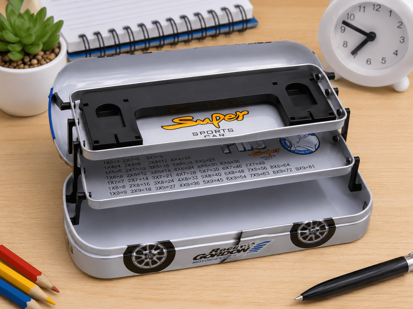 Кутия за моливи автомобил – метална 3 нива за ученици - Image 2