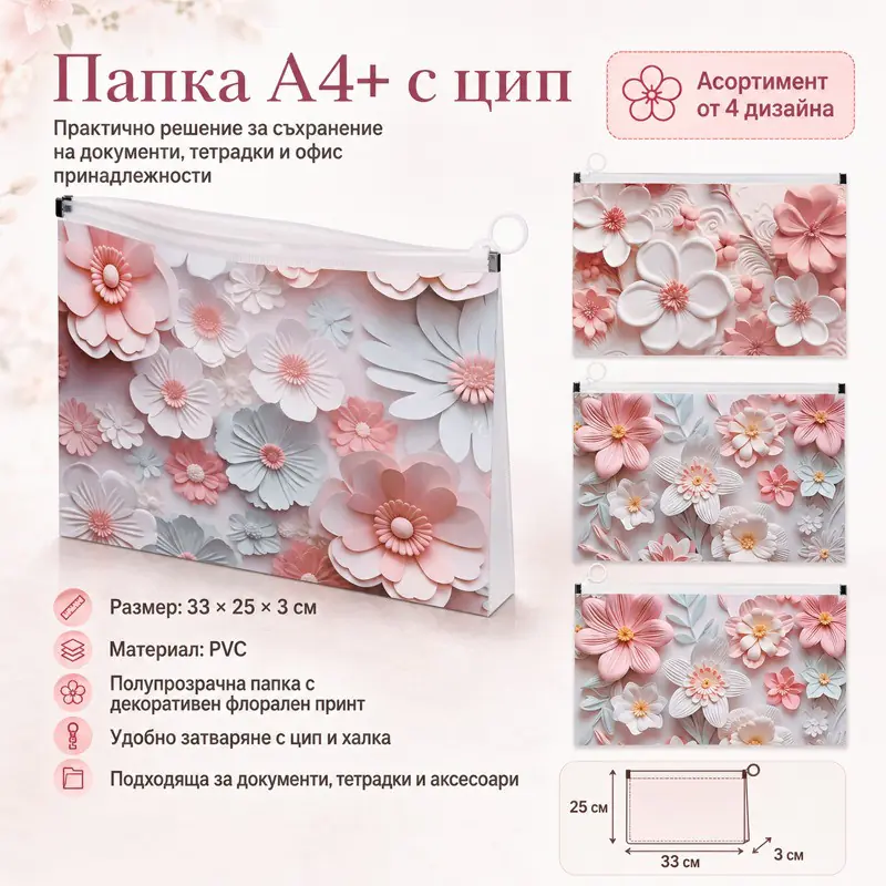 Папка A4+ с Цип за Документи и Учебни Материали - Image 2