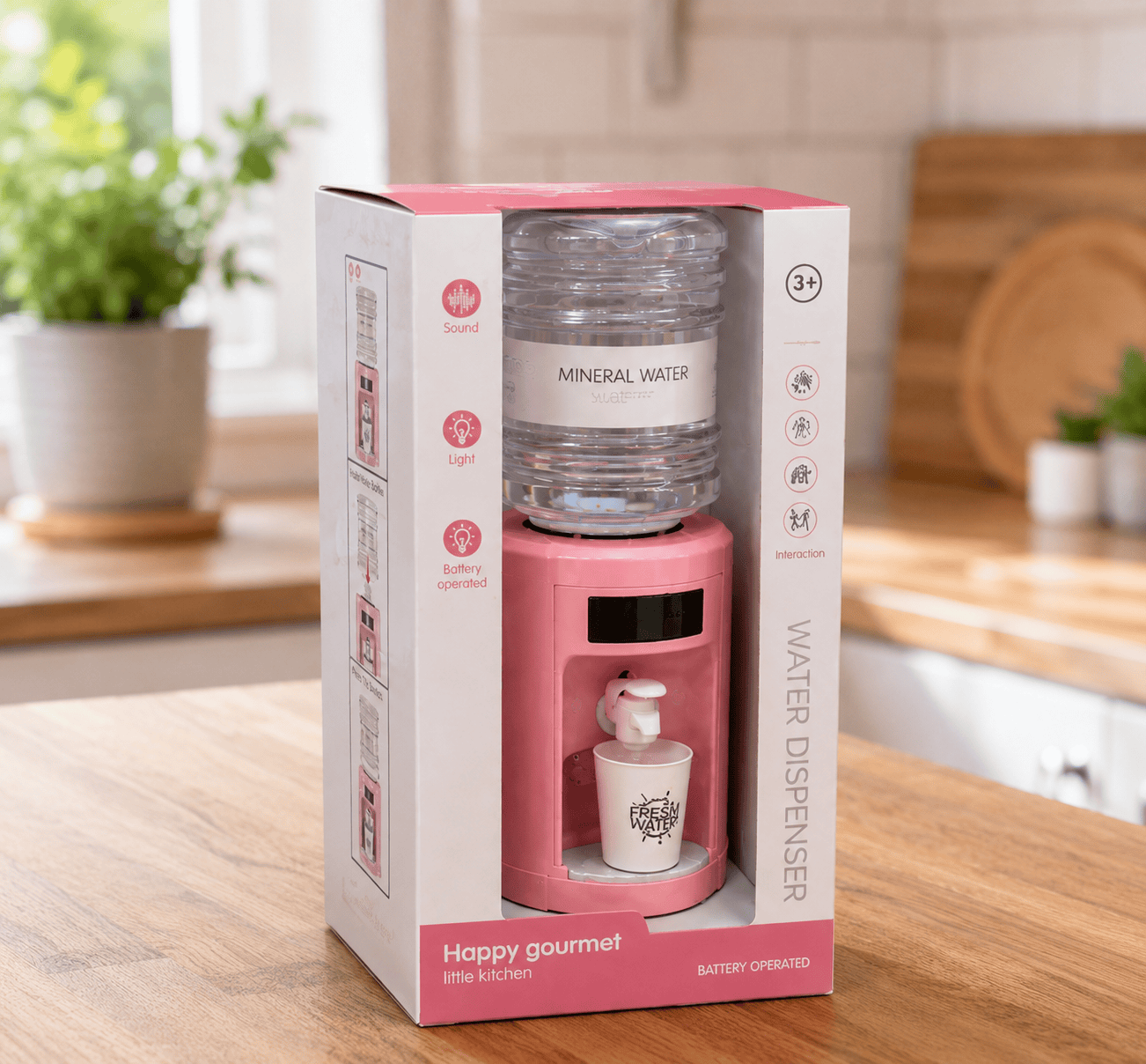 Детски диспенсър за вода Happy Gourmet – розов - Image 3