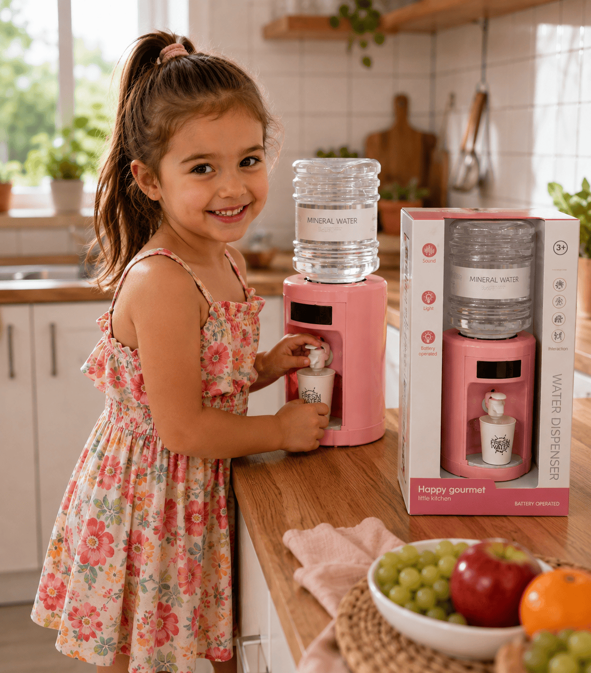 Детски диспенсър за вода Happy Gourmet – розов - Image 2