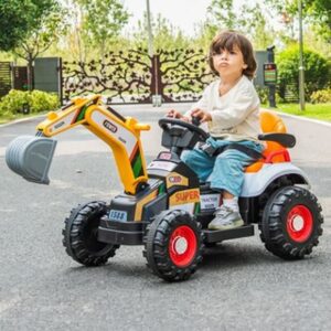 Детски акумулаторен трактор OCIE 12V с кофа – Жълт
