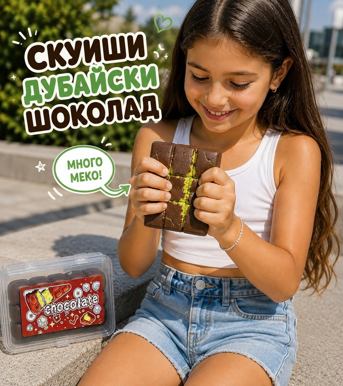 Скуиши Дубайски шоколад – TikTok Dubai Chocolate Squishy - Image 2