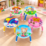 Детска табуретка с метални крака и PVC седалка 26×26×24 см