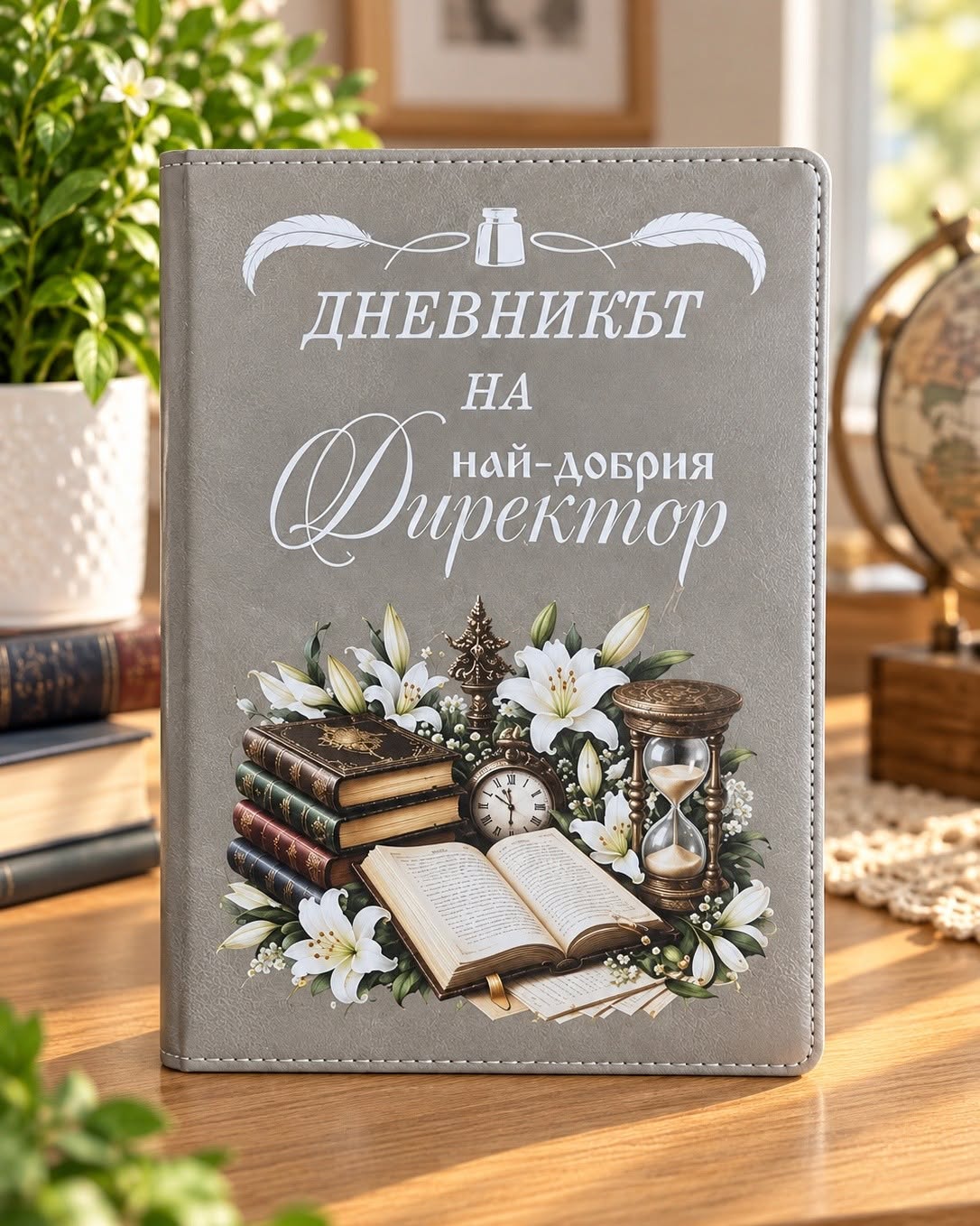 Подаръчен бележник за директор с красив надпис Търсите стилен, практичен и запомнящ се начин да кажете „Благодарим Ви“? Подаръчен бележник за директор е прекрасен избор за човек, който всеки ден носи отговорността за цял екип, организацията на учебния процес и спокойствието на деца, родители и преподаватели. Бележникът впечатлява с елегантна визия и специалния надпис „Дневникът на най-добрия Директор“. Твърдите корици от еко кожа му придават представителен вид, а 116-те редови страници предоставят достатъчно място за бележки, задачи, срещи, идеи и важни планове. С размер 21 х 14,5 х 2 см този подаръчен бележник за директор е удобен за бюрото, работната чанта или ежедневните служебни срещи. Стилен подарък за директор на училище или детска градина Директорът често е човекът, който остава зад кулисите, но носи огромна отговорност – организира, решава проблеми, подкрепя екипа и се грижи институцията да бъде сигурно и спокойно място за децата. Затова подарък за директор може да бъде не просто формален жест, а истински знак на признателност. Този красив дневник е подходящ за: рожден ден; имен ден; Коледа; Деня на учителя; края на учебната година; завършване; юбилей; благодарност от родители; подарък от учителски колектив; специален повод за директор на детска градина или училище. Понякога най-хубавите подаръци не са най-големите, а онези, които показват, че сме избрали нещо специално точно за човека. Защо да изберете този бележник за директор Подаръчен бележник за директор съчетава лично послание и практична употреба. Това не е сувенир, който просто ще остане на рафта. Бележникът може да бъде използван ежедневно за: важни служебни записки; графици и срещи; идеи и бъдещи проекти; списъци със задачи; лични бележки; важни дати; организация на работния ден. Твърдите корици помагат съдържанието да остане защитено, а елегантната еко кожа придава завършен и представителен вид. А надписът „Дневникът на най-добрия Директор“ прави подаръка много по-личен от обикновен тефтер. Подарък за директор от родители и деца Когато родителите искат да благодарят на директора на училището или детската градина, често възниква въпросът какъв подарък за директор да изберат. Не е необходимо подаръкът да бъде скъп или претенциозен. Много по-ценно е да носи отношение. Този подаръчен бележник за директор може да бъде подарен от едно семейство, от родители на цяла група или клас, от преподаватели или от колектив. За децата подобни жестове имат и косвена стойност – показваме им как се изразяват благодарност, уважение и признателност към хората, които се грижат за тяхната образователна среда. Оригинален подарък за директор с практична стойност Ако търсите къде да купя подарък за директор онлайн, изберете продукт, който ще бъде използван и след празника. Бележникът може да се подари самостоятелно или да бъде комбиниран с: поздравителна картичка; цветя; чаша; химикал; подаръчна кутия; друг персонален подарък. Добавете го в количката и подгответе подарък, който казва едно простичко, но важно: „Оценяваме всичко, което правите.“ Технически характеристики на подаръчния дневник за директор Продукт: подаръчен бележник / дневник Предназначение: за директор Корици: твърди Материал: еко кожа Брой страници: 116 Страници: редови Размер: 21 х 14,5 х 2 см Надпис: „Дневникът на най-добрия Директор“ Цвят: сив Подходящ за: възрастни Поводи: рожден ден, имен ден, Коледа, завършване, благодарност, юбилей Подарък за директор на детска градина Подходящ е и като подарък за директор на детска градина от родители. Директорът е човекът, който ежедневно координира работата на учители, помощник-възпитатели и целия екип, носи отговорност за организацията и създава средата, в която нашите деца прекарват голяма част от деня си. Един красив бележник е малък, но смислен начин да покажете уважение към този труд. Подарък за директор на училище Този модел е подходящ и когато търсите оригинален подарък за директор на училище. Може да бъде подарен от клас, родители, педагогически екип или колеги. Личният надпис го прави подходящ както за официален повод, така и за по-топъл и личен жест. ★★★★★ „Много стилен подарък за директор. Бележникът изглежда представително и е подходящ за подарък от цялата група.“ ★★★★★ „Търсехме подарък за директор на детска градина и идеята с дневник ни допадна, защото е едновременно лична и практична.“ ★★★★★ „Красив бележник за директор с чудесно послание. Подходящ избор за благодарност в края на учебната година.“ Онлайн магазин Мама&Бебе В Онлайн магазин Мама&Бебе ще откриете богато разнообразие от детски играчки, образователни комплекти и внимателно подбрани подаръци за учители, възпитатели, директори, деца и специални поводи. Поръчайте лесно и бързо от https://shopmamabebe.eu/. Facebook: https://www.facebook.com/mamaandbabystore За въпроси и поръчки: 0896944003 Повече информация за доставките с Еконт: https://www.econt.com Изберете своя подаръчен бележник за директор и подарете нещо, което ще остане полезно дълго след празничния ден. Често задавани въпроси за бележника за директор Подходящ ли е за директор на детска градина? Да. Това е чудесен подарък за директор на детска градина от родители, деца или колектив. Подходящ ли е за директор на училище? Да. Дизайнът е универсален и е подходящ както за училищен директор, така и за директор на детска градина. Колко страници съдържа бележникът? Бележникът разполага със 116 редови страници. Какъв е размерът? Размерът е 21 х 14,5 х 2 см. От какъв материал са кориците? Твърдите корици са от еко кожа. За какъв повод може да се подари? Подходящ е за рожден ден, имен ден, Коледа, юбилей, края на учебната година, завършване или просто като благодарност. Подходящ ли е за общ подарък от родители? Да. Подаръчен бележник за директор е много подходящ за общ подарък от родители на група или клас. Благодарим Ви, че избирате Онлайн магазин Мама&Бебе. Очакваме Вашите поръчки и сме насреща, ако имате нужда от помощ при избора на подходящ подарък.