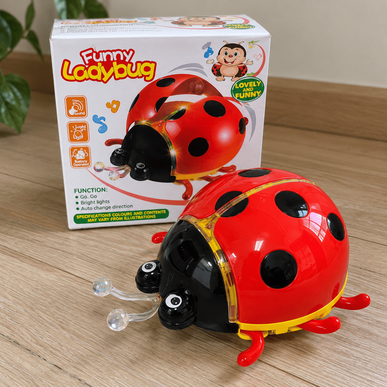 Интерактивна Калинка Funny Ladybug със звук и светлина Интерактивна Калинка Funny Ladybug със звук и светлина е забавна движеща се играчка, която съчетава движение, мелодия, светлинни ефекти и движещи се крилца. Калинката се придвижва сама, а когато срещне препятствие, сменя посоката си и продължава движението. Така играта остава динамична и любопитна, а малчуганът следи накъде ще тръгне веселата калинка. Яркият червено-черен дизайн веднага привлича вниманието, а комбинацията от звук, светлина и движение превръща Интерактивна Калинка Funny Ladybug със звук и светлина в прекрасна идея за подарък за рожден ден, имен ден, Коледа, Великден или просто като изненада без повод. Движеща се Калинка с мелодия и светлинни ефекти Funny Ladybug не е играчка, която просто стои на едно място. След включване тя започва да се движи, крилцата ѝ се задвижват, включват се светлинни ефекти и звучи мелодия. Особено интересна е функцията за смяна на посоката при среща с препятствие. Когато Калинката достигне предмет по пътя си, тя променя движението си и продължава в друга посока. Това прави всяко пускане различно и поддържа интереса по време на игра. Защо да изберете интерактивната Funny Ladybug? движи се самостоятелно; крилцата се движат; сменя посоката при препятствие; има светлинни ефекти; възпроизвежда мелодия; ярките цветове привличат вниманието; подходяща е за активна игра; компактният размер я прави удобна за използване у дома. 👇 Добавете Калинката в количката и подарете повече движение, музика и настроение! Какви са ползите от интерактивната Калинка? Играта с движещи се играчки насърчава детето да наблюдава, да проследява движението и да реагира на промяната на посоката. Играчката Калинка със звук и светлина може да подпомогне: зрителното проследяване; концентрацията и вниманието; координацията око–ръка; любопитството; активното движение; разбирането на връзката причина–следствие; самостоятелната игра и забавление. Звукът и светлината добавят още един стимул, а непредвидимата промяна на посоката прави Funny Ladybug още по-интересна. Интерактивна музикална Калинка – чудесна идея за подарък Когато търсите играчка със звук светлина и движение, която да впечатли още при първото включване, Funny Ladybug е много подходящ избор. Тя може да бъде подарък за рожден ден, имен ден, празник или малка изненада. Подходяща е както за момиче, така и за момче. Ако се чудите къде да купя интерактивни играчки онлайн, разгледайте предложенията на Онлайн магазин Мама&Бебе и поръчайте удобно от дома. Технически характеристики на движещата се Калинка Funny Ladybug Модел: 1444581 Наименование: Funny Ladybug Тип: интерактивна движеща се играчка Форма: Калинка Функции: движение, звук, светлина, мелодия Крилца: движат се Смяна на посоката: да, при среща с препятствие Размери: 13,5 × 8 × 13 см Материал: пластмаса Цвят: червен, черен и цветни детайли Вносител: Доруел Модел: 1444581 Възраст: проверете обозначението на оригиналната опаковка Наличност: в наличност Онлайн магазин Мама&Бебе – детски играчки онлайн Онлайн магазин Мама&Бебе предлага разнообразие от детски играчки, интерактивни модели, образователни комплекти и идеи за подаръци за рожден ден, Коледа и други специални поводи. При нас можете да откриете играчки за момчета и момичета, подаръци за различни възрасти и забавни предложения за всеки повод. Купи лесно и бързо на https://shopmamabebe.eu – мястото, където всяка играчка носи усмивка! Facebook: https://www.facebook.com/mamaandbabystore Телефон за въпроси и поръчки: 0896944003 При поръчки на количества издаваме фактури. 📦 Информация за услугите на Еконт: https://www.econt.com Често задавани въпроси за Калинка Funny Ladybug Калинката движи ли се сама? Да. След включване играчката се движи и променя посоката при среща с препятствие. Крилцата движат ли се? Да. Една от атрактивните функции е движението на крилцата. Има ли звук и светлина? Да. Funny Ladybug има мелодия и светлинни ефекти. Какво се случва, когато стигне до препятствие? Играчката сменя посоката си и продължава движението. Какви са размерите? Размерите са приблизително 13,5 × 8 × 13 см. Подходяща ли е за подарък? Да. Цветният дизайн, движението, светлината и мелодията я превръщат в интересна идея за рожден ден или изненада. отзиви за Интерактивна Калинка Funny Ladybug ⭐⭐⭐⭐⭐ „Много забавна Интерактивна Калинка Funny Ladybug със звук и светлина. Дъщеря ми я следва из цялата стая и много се смее, когато смени посоката. Светлините и мелодията веднага ѝ привлякоха вниманието.“ Мария Георгиева, гр. Пловдив – дете на 2 г. ⭐⭐⭐⭐⭐ „Поръчахме движещата се Калинка със звук и светлина за рождения ден на сина ни. Най-много му харесва как крилцата се движат и как играчката сама сменя посоката при препятствие.“ Елена Петрова, гр. София – дете на 3 г. ⭐⭐⭐⭐⭐ „Страхотна интерактивна играчка! Калинката се движи, свети и пуска мелодия, а детето постоянно я преследва. Много добра идея за подарък.“ Ивайло Димитров, гр. Стара Загора – дете на 2 г. и 6 м. ⭐⭐⭐⭐⭐ „Търсех играчка със звук, светлина и движение и Funny Ladybug се оказа чудесен избор. Цветна, интересна и задържа вниманието доста повече от обикновените играчки.“ Надежда Николова, с. Белозем – дете на 3 г. ⭐⭐⭐⭐⭐ „Калинката стана любима още от първото пускане. Когато стигне до мебел, сменя посоката и продължава, което много забавлява малкия.“ Ралица Иванова, гр. Раковски – дете на 2 г. Благодарим Ви, че избирате Онлайн магазин Мама&Бебе! Очакваме Вашите поръчки и сме насреща, ако имате нужда от помощ при избора.