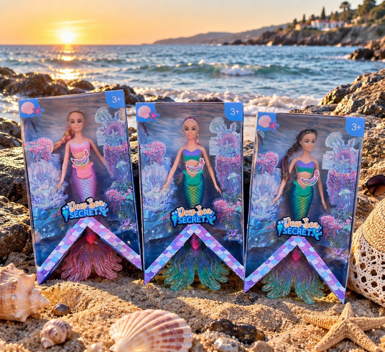 Кукла русалка Deep Sea Secret със светлини и мелодия Кукла русалка Deep Sea Secret със светлини и мелодия е впечатляваща детска играчка, която пренася играта в приказен подводен свят. Красивата русалка е с ефектна опашка, която свети и възпроизвежда мелодия, а долната част на опашката е изработена от мек силикон, приятен за докосване и интересен за детската игра. С височина около 40 см куклата е достатъчно голяма, за да направи силно впечатление още при разопаковането. Тя е чудесен избор за дете, което обича русалки, приказни герои, морски истории и ролеви игри. Кукла русалка Deep Sea Secret е прекрасна идея за рожден ден, имен ден, Коледа, специален повод или просто изненада за малка почитателка на русалки. Кукла русалка със светеща опашка и музика Това, което отличава тази музикална кукла русалка, е комбинацията от светлина, звук и меката силиконова част на опашката. При включване детето получава допълнителен ефект по време на игра – опашката светва, а мелодията превръща обикновения сюжет с кукла в още по-вълнуващо морско приключение. Подходяща е за: ролеви игри; измисляне на приказни истории; игра с други кукли; морски и русалски сюжети; подарък за момиче; изненада за дете, което обича приказни герои. Защо да купите Deep Sea Secret русалка Куклата русалка със светлини и мелодия има силен подаръчен ефект, защото съчетава няколко неща, които децата харесват – красива визия, звук, светлина и интересна на допир опашка. За родителя това е играчка, която не разчита само на един ефект. Детето може да я включва, да я използва в ролеви игри, да измисля собствени истории и да създава различни приключения. Предимства: светеща опашка; мелодия; мека силиконова долна част; голям размер около 40 см; красив морски дизайн; подходяща за деца над 3 години; батериите са включени; готова за игра след разопаковане; чудесен подарък за почитателка на русалки. Ползи от ролевата игра с кукла русалка Куклите са сред играчките, които дават голяма свобода на въображението. С Deep Sea Secret русалка детето може да създава собствени истории, да измисля герои, диалози и приключения. Така играта подпомага: въображението; речта и разказването; емоционалното изразяване; самостоятелната игра; социалните умения; креативното мислене; създаването на последователни сюжети. Играчките не правят децата по-послушни, но им дават пространство да бъдат себе си, да измислят, да експериментират и да развиват собствен свят чрез игра. Подарък за момиче, което обича русалки Ако търсите подарък за 3-годишно, 4-годишно, 5-годишно или 6-годишно дете, което е запалено по русалки и приказни герои, този модел е много подходящ избор. Светещата кукла русалка може да бъде подарък за: рожден ден; имен ден; Коледа; детско парти; специален повод; лятна изненада; подарък без повод. Технически характеристики на музикалната русалка Продукт: кукла русалка Серия: Deep Sea Secret Ефекти: светлини и мелодия Опашка: светеща Долна част на опашката: мек силикон Размери: 21 × 6 × 40 см Височина: около 40 см Батерии: 3 броя AG13 Батерии в комплекта: да Възраст: 3+ Материал: пластмаса и мека силиконова част Предназначение: ролева и въображаема игра Марка: Deep Sea Secret е означението на серията върху опаковката; отделна производствена марка не е потвърдена Вносител: фитони 1 Модели: възможни различни цветове и визии според наличността Къде да купя кукла русалка със светлини и мелодия Търсите къде да купя кукла русалка, музикална русалка за дете, кукла русалка със светеща опашка или подарък за момиче с русалка? Поръчайте лесно от Онлайн магазин Мама&Бебе. Мама&Бебе предлага богато разнообразие от детски играчки, образователни комплекти и подаръци за рожден ден, Коледа, празници и специални поводи. Магазинът работи близо 10 години и се стреми да подбира продукти, които носят радост както на децата, така и на родителите. Купи лесно и бързо от: https://shopmamabebe.eu/ Facebook: https://www.facebook.com/mamaandbabystore Телефон за въпроси и поръчки: 0896944003 За количества за организации, детски центрове и други клиенти издаваме фактури. Повече информация за доставка с Еконт: https://www.econt.com Хареса ви? Добавете Кукла русалка Deep Sea Secret със светлини и мелодия в количката и подарете на детето свое малко подводно приключение. Отзиви от клиенти За да не представям измислени мнения като действителни клиентски отзиви, тези текстове трябва да се използват само ако отговарят на реално получена обратна връзка. ★★★★★ Мария, Пловдив – дъщеря на 5 години „Куклата русалка със светлини и мелодия много се хареса на дъщеря ми. Опашката е най-интересната част и куклата е доста голяма.“ ★★★★★ Елена, София – дъщеря на 4 години „Търсехме подарък с русалка за рожден ден и Deep Sea Secret беше страхотна изненада. Детето веднага започна да играе с нея.“ ★★★★★ Десислава, Асеновград – дъщеря на 6 години „Много красива музикална русалка. Светещата опашка прави силно впечатление, а размерът е по-голям, отколкото очаквахме.“ Често задавани въпроси Има ли светлини? Да. Опашката на куклата свети. Има ли музика? Да. Куклата възпроизвежда мелодия. Мека ли е опашката? Долната част на опашката е изработена от мек силикон. Колко е голяма куклата? Размерите са приблизително 21 × 6 × 40 см. Има ли включени батерии? Да. Работи с 3 броя AG13, които са включени в комплекта. За каква възраст е? На опаковката е отбелязано 3+. Подходяща ли е за подарък? Да. Това е отлична идея за подарък за момиче, което обича русалки, приказни герои и кукли с ефекти. Благодарим Ви, че избирате Онлайн магазин Мама&Бебе. Очакваме Вашите поръчки и сме тук, за да Ви помогнем при избора на детски играчки и подаръци за всеки специален повод.