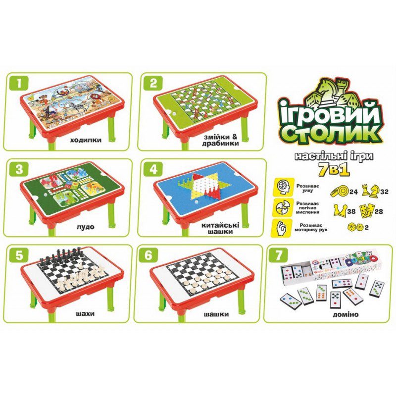 Детска маса за игри Technok Toys 7 в 1 с шах и табла - Image 2