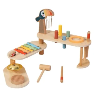 Дървен музикален център Tooky Toy с ксилофон и барабан