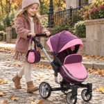 Количка за кукли Violette 2 в 1 с обръщащ кош и чанта