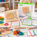 Tooky Toy Дървен геоборд с ластици Монтесори игра