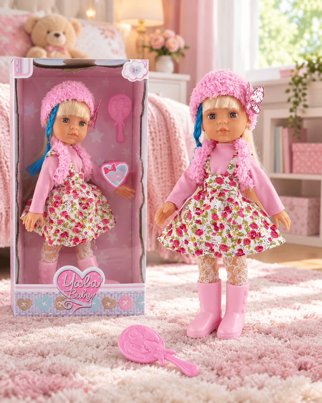 Кукла Yala Baby 32 см с дълга коса и четка - Image 3