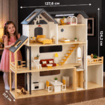 Дървена къща за кукли Нанси Wooden 3 етажа с мебели