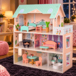 Дървена къща за кукли Мая Wooden 3 етажа с мебели
