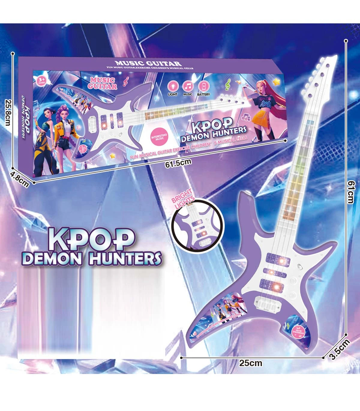 K-Pop Demon Hunters – Музикална рок китара със светлини 61 см - Image 3